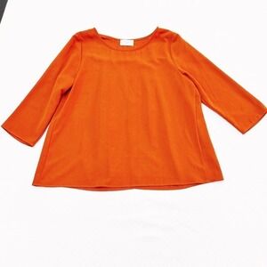 Everly Orange 3/4 Sleeve Crew Neck Top Style T10039 Size M